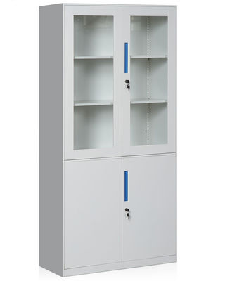 Estructura de acero del armario KD del libro de la oficina del cabinete de archivo de las puertas del vidrio y del acero 4